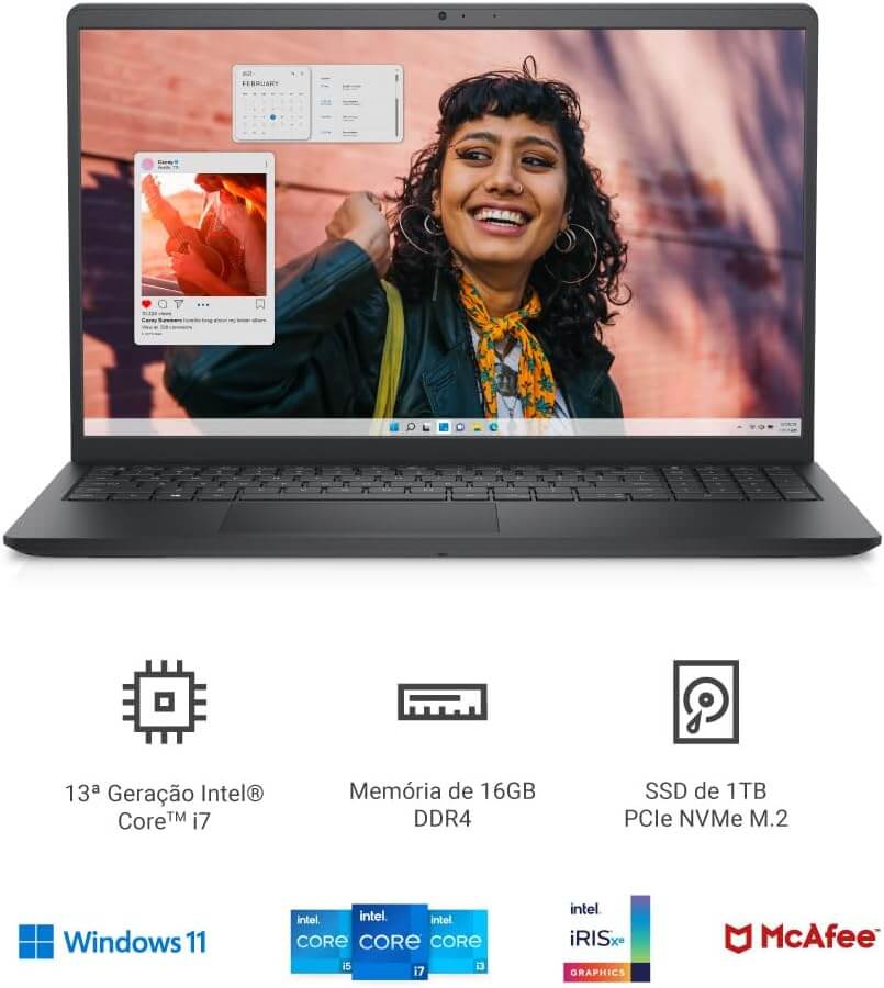 Notebook Dell Inspiron I15 I1300 A80P i7 16GB 512GB SSD recomendado pela GuardianTI